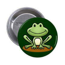 Cute Green Frog Pinback Button