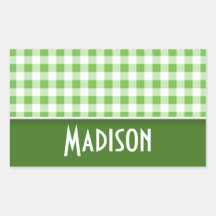 Cute Green Gingham Stickers