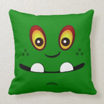 Cute Green Monster Face w/ an Underbite pillows