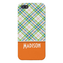 Cute Green, Orange Plaid iPhone 5 Case