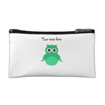 Cute green owl cosmetics bags