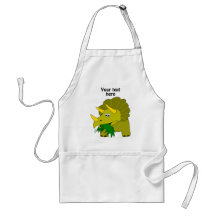 Cute Green Triceratops Cartoon Dinosaur Aprons