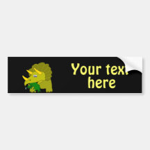 Cute Green Triceratops Cartoon Dinosaur Bumper Stickers