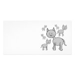 Cute Grey Cats. Cat Cartoon. Photo Card