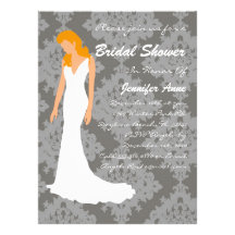 Cute Grey Damask Bridal Shower Invite