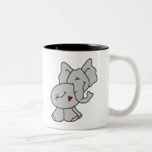 Cute Grey Elephant Mugs