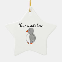 Cute grey penguin christmas ornament