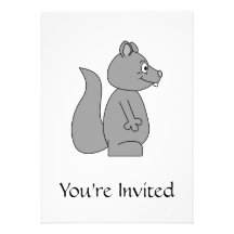 Cute Grey Squirrel Invitation