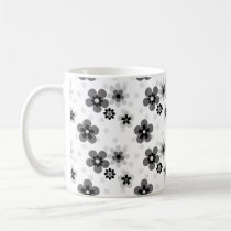 Cute Greyscale Flower pattern mugs