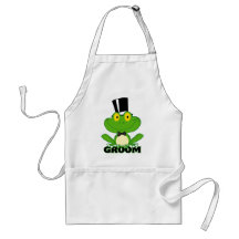cute groom cartoon frog character aprons