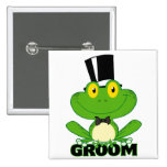 cute groom cartoon frog character buttons