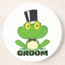 cute groom cartoon frog character coasters