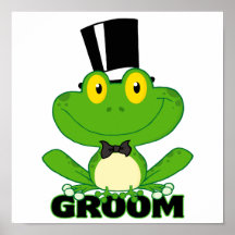cute groom cartoon frog character poster