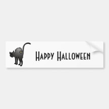 CUTE HALLOWEEN PATCHY CAT - BLACK KITTY BUMPER STICKER