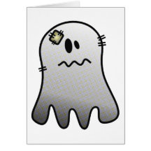 CUTE HALLOWEEN PATCHY GHOST CARD