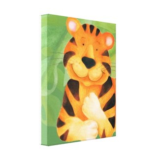 Cute happy tiger canvas wrap print wrappedcanvas