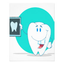 cute happy tooth character with clean xray invitation