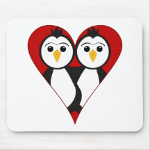 Cute Heart Penguins Mousepads