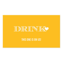 Cute Heart Yellow Wedding Drink Ticket Business Card