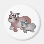 Cute Hippos Mum and Baby Refrigerator Magnets