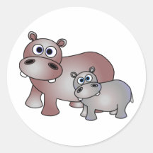 Cute Hippos Mum and Baby Sticker