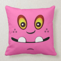 Cute Hot Pink Monster Face w/ an Underbite pillows