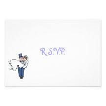 Cute Humourous Bride and Groom Cartoon RSVP Card Invite