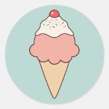 Cute Ice Cream Cone Round Stickers