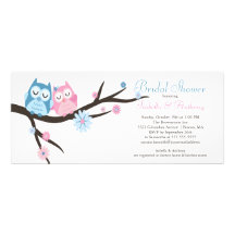 Cute in love Owl Couple Bridal Shower Invites