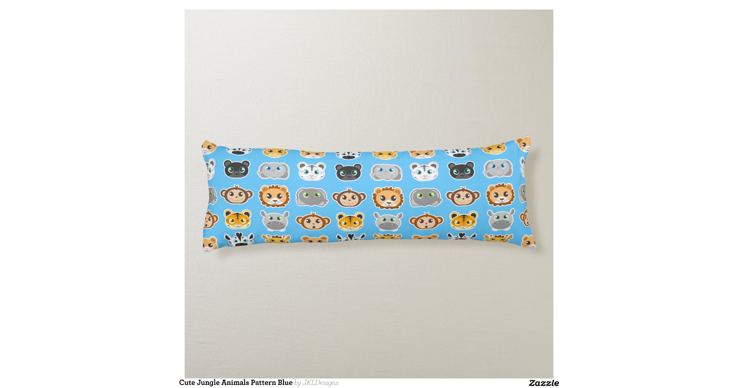 Cute Jungle Animals Pattern Blue Body Pillow Zazzle