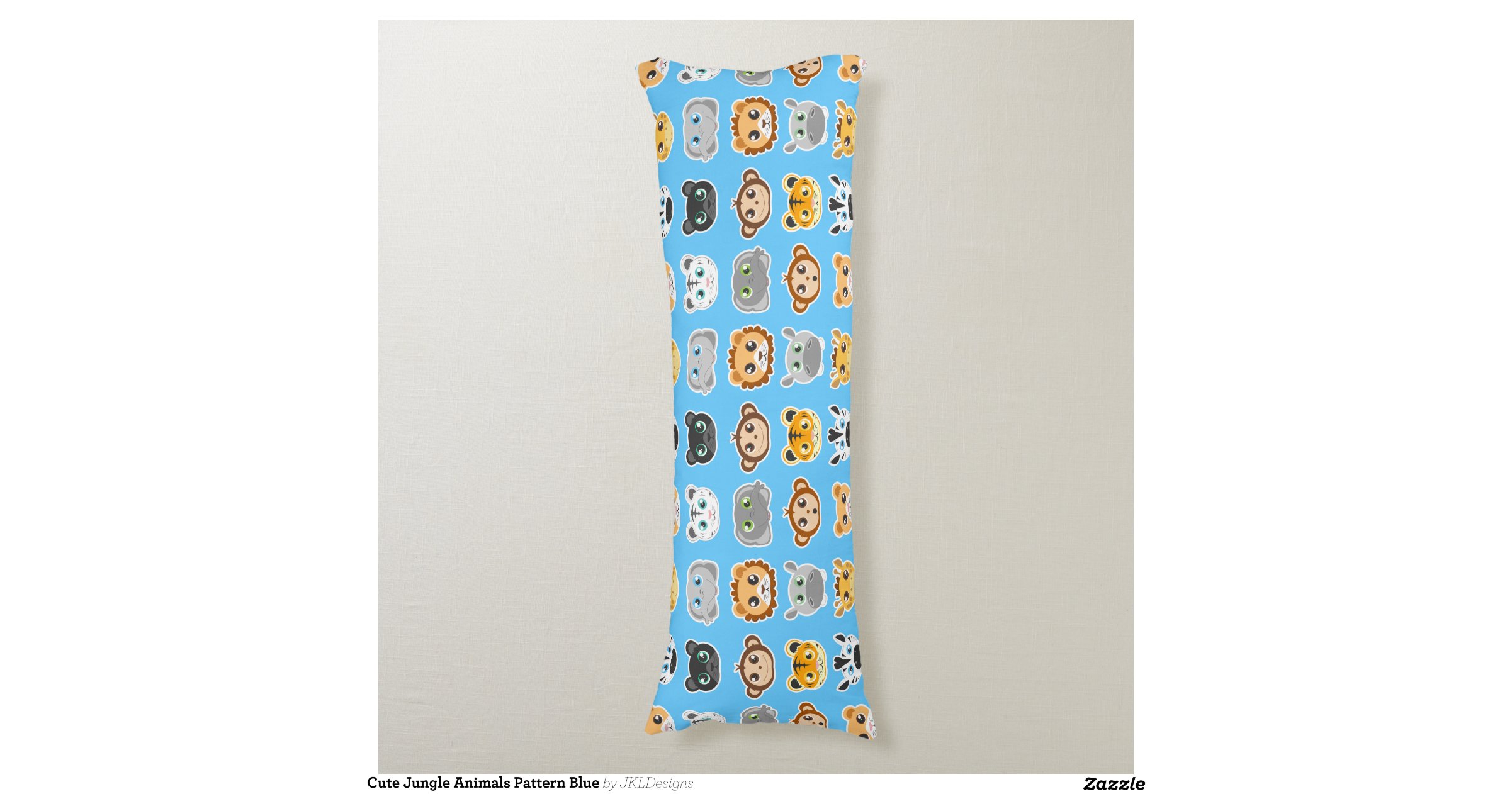 Cute Jungle Animals Pattern Blue Body Pillow Zazzle