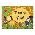 Cute Jungle Safari Animals Thank You Greeting Cards