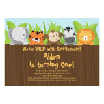 Cute Jungle Safari Zoo Animals Kids Birthday invitations