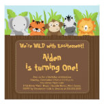 Cute Jungle Safari Zoo Animals Kids Birthday invitations