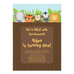 Cute Jungle Safari Zoo Animals Kids Birthday invitations