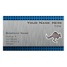 Cute Kangaroo; Metal-look Business Card
