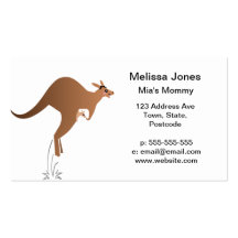 Cute kangaroo with baby in pouch business card template