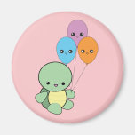 Cute kawaii baby turtle with balloons magnet