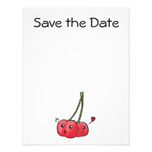 Cute kawaii cherries in love invitations