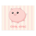 Cute Kawaii chubby pink pig Post Card