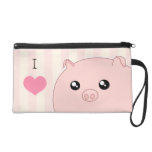 Cute Kawaii chubby pink pig Wristlet