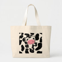 Cute Kawaii Dancing Cow Tote Bags