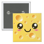 Cute Kawaii Happy Cheese Pinback Button