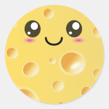 Cute Kawaii Happy Cheese Round Sticker