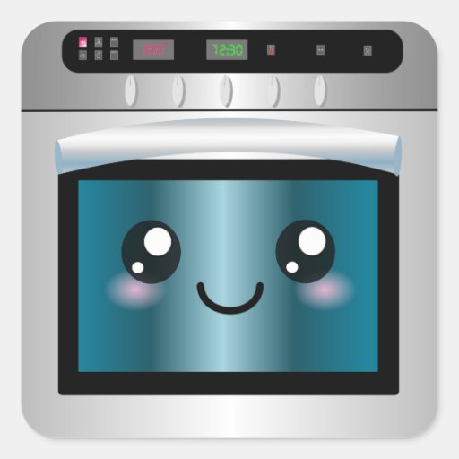 Cute Kawaii Oven Chef & Baker Gifts Square Sticker Zazzle