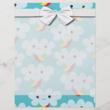 cute kawaii rainbow clouds cartoon pattern personalized flyer