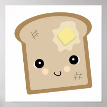 cute kawaii toast print