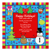 Cute Kids Holiday Party Invitation
