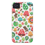Cute kids pattern with flower leaf deer mushroom Case-Mate iPhone 4 cases