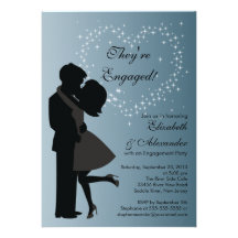 Cute Kissing Couple in Love Engagement Party Personalized Announcement
